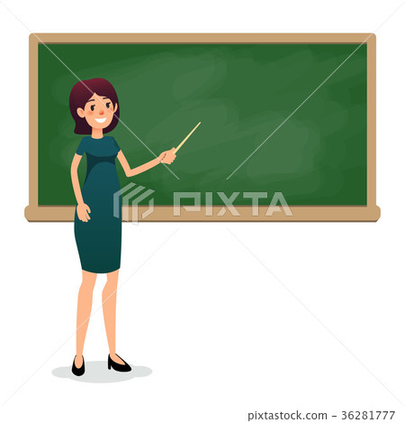 Cartoon flat women with pointer in the classroom Cartoon flat women with pointer in the classroom 36281777