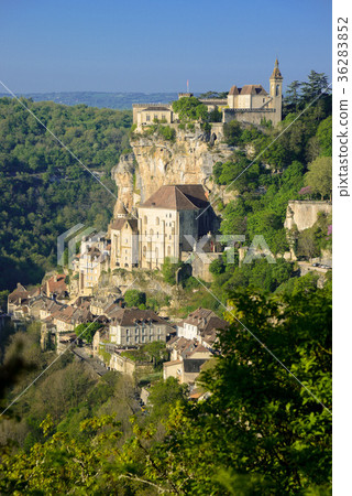 Rocamadour village site in france at sunrise Rocamadour village site in france at sunrise 36283852