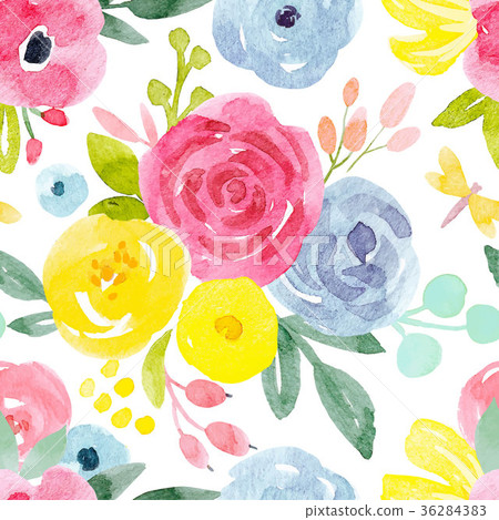 Watercolor abstract floral vector pattern 36284383