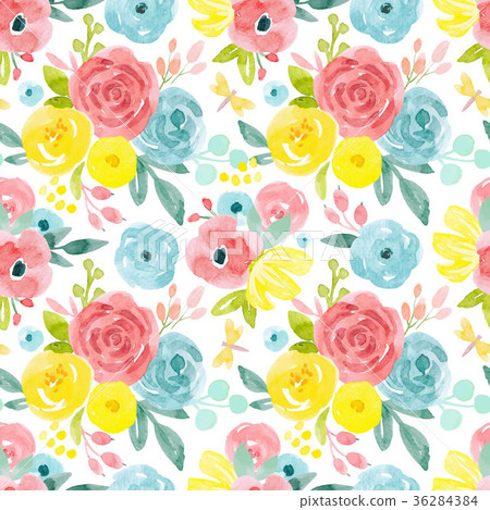 Watercolor abstract floral vector pattern Watercolor abstract floral vector pattern 36284384