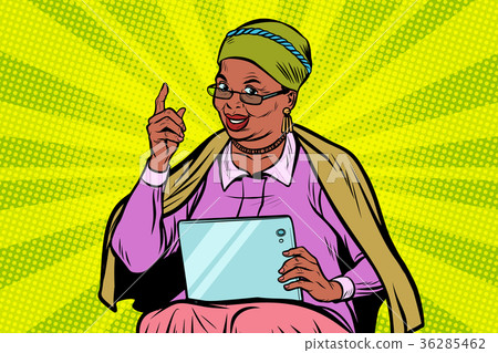 African elderly woman with a tablet African elderly woman with a tablet 36285462