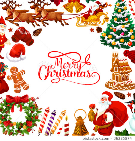 Merry Christmas vector greeting card - Stock Illustration [36285874 ...