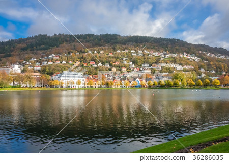 Houses on the shore of small lake 36286035
