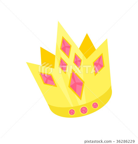 Golden princess crown with pink rubies, accessory Golden princess crown with pink rubies, accessory 36286229
