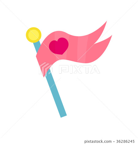 Pink flag with heart cartoon vector Illustration 36286245