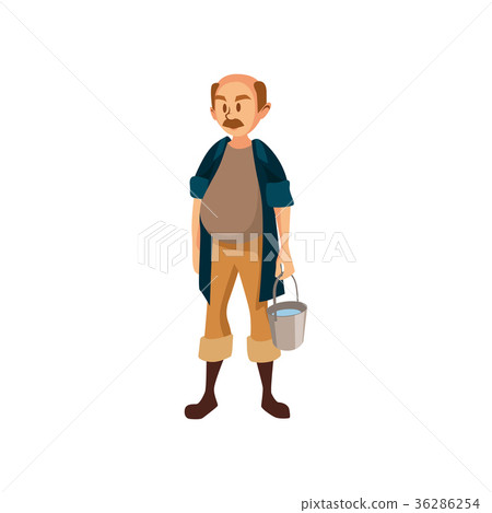 Mature male farmer standing with bucket, gardener 36286254