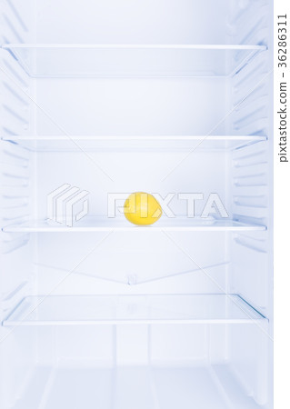 Lemon in empty clean refrigerator, inside Lemon in empty clean refrigerator, inside 36286311