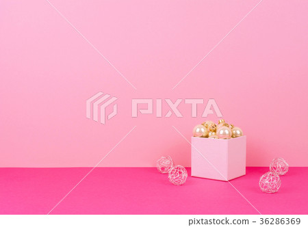 Christmas tree balls on a pink background Christmas tree balls on a pink background 36286369