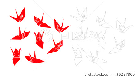 Red and white folded crane 36287809