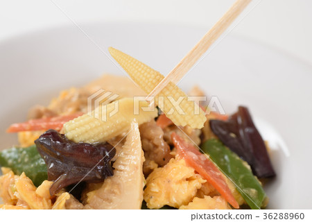 Chinese style stir-fried egg and salmon 36288960