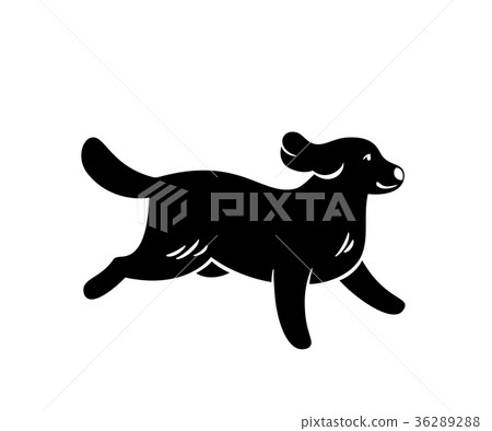 Vector silhouette of running dog. 36289288