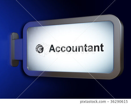 Currency concept: Accountant and Euro Coin on Currency concept: Accountant and Euro Coin on 36290615