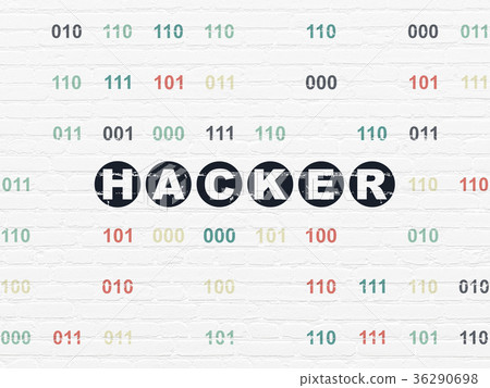 Privacy concept: Hacker on wall background 36290698