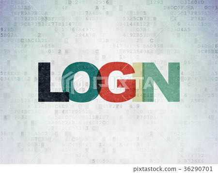 Security concept: Login on Digital Data Paper Security concept: Login on Digital Data Paper 36290701
