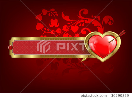 Design with a rectangular frame and heart Design with a rectangular frame and heart 36290829