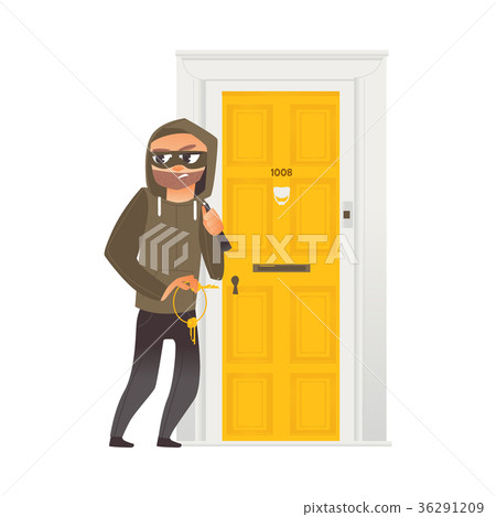 vector flat housebreaker burglar entering house vector flat housebreaker burglar entering house 36291209