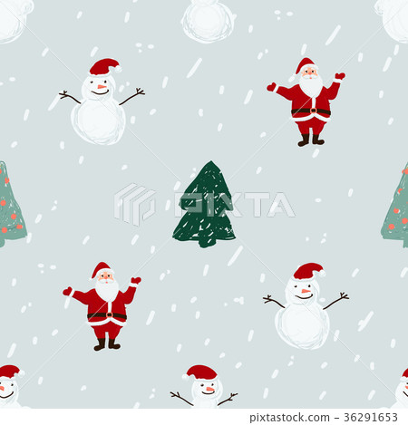 Seamless pattern with Santa, snowmen and Christmas Seamless pattern with Santa, snowmen and Christmas 36291653