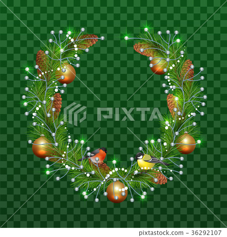 Christmas wreath of fir branches on transparent Christmas wreath of fir branches on transparent 36292107