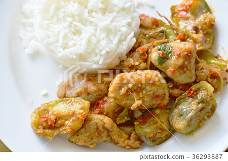 spicy stir fried fish ball eggplant and chili spicy stir fried fish ball eggplant and chili 36293887