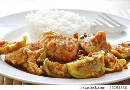 spicy stir fried fish ball eggplant and chili spicy stir fried fish ball eggplant and chili 36293888