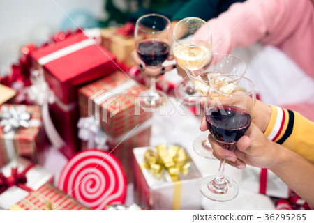 Hands of people celebrating New year party Hands of people celebrating New year party 36295265
