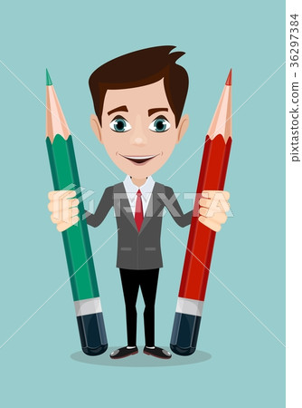 Handsome businessman with pencil . 36297384