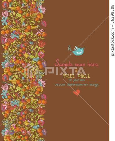 Cute vintage background with cartoon bird. Seamles 36298388