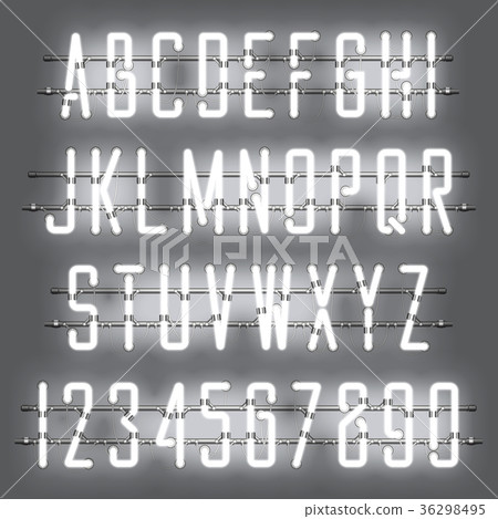 Glowing White Neon Casual Script Font 36298495