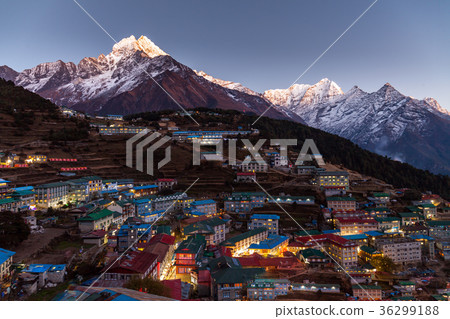 Namche Bazaar aerial view, Everest trek, Himalaya 36299188