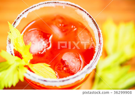 Bloody Mary alcoholic drink with lemon and celery Bloody Mary alcoholic drink with lemon and celery 36299908