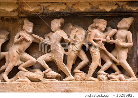 Close up military stone carving in Lakshman Temple Close up military stone carving in Lakshman Temple 36299923