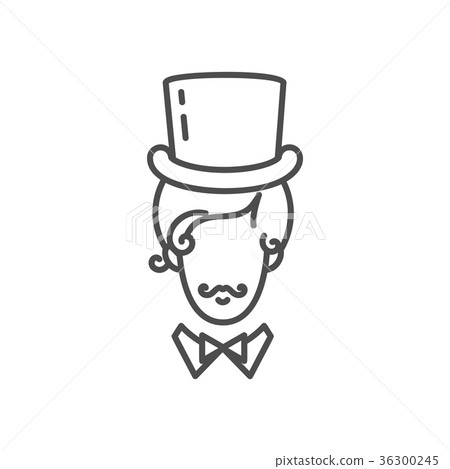 Gentleman Icon, Elegant Man in a tall hat with a Gentleman Icon, Elegant Man in a tall hat with a 36300245
