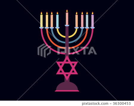 Happy Chanukah. Candlestick with nine candles 36300453