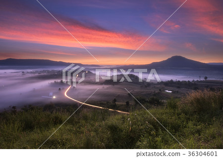 Sunrise landscape view of Khao kho hill Sunrise landscape view of Khao kho hill 36304601