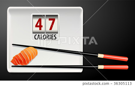 Vector of Calories in Salmon Sushi Vector of Calories in Salmon Sushi 36305113