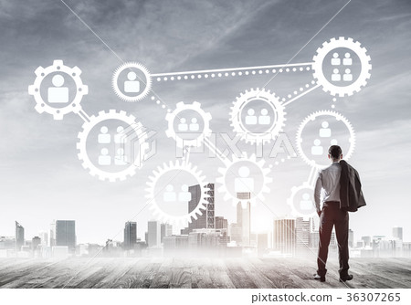 Social connection concept drawn on screen as symbol for teamwork Social connection concept drawn on screen as symbol for teamwork 36307265