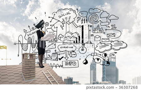 Concept of home security and privacy protection with camera head 36307268