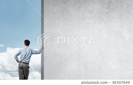 Guy and concrete empty banner Guy and concrete empty banner 36307649