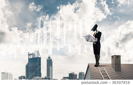 Concept of home security and privacy protection with camera head 36307858