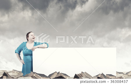 Stout woman with banner 36308437