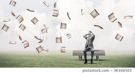 Young man in suit in park dont want to hear anything Young man in suit in park dont want to hear anything 36308505