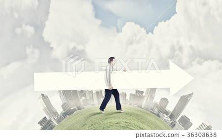 Stout woman with banner 36308638