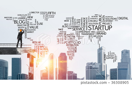 Businessman writing business conceptual words. Businessman writing business conceptual words. 36308905