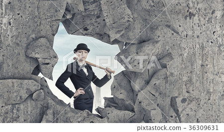Woman with baseball bat 36309631