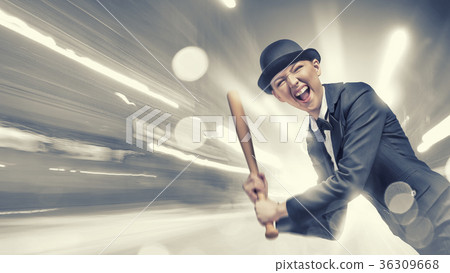 Woman with baseball bat Woman with baseball bat 36309668