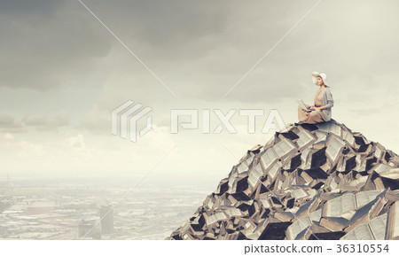 Romantic woman using laptop Romantic woman using laptop 36310554