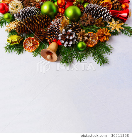 Christmas arrangement fir branchesб green balls Christmas arrangement fir branchesб green balls 36311368