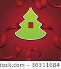 Vector Christmas tree with red ribbon on red backg 36311684