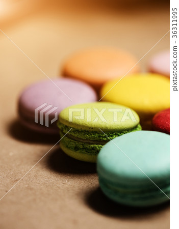 Colorful macaroons set on craft background Colorful macaroons set on craft background 36311995