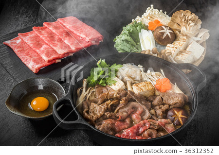 Marbled luxury Wagyu beef sukiyaki Tasty sukiyaki Japanese cuisine Marbled luxury Wagyu beef sukiyaki Tasty sukiyaki Japanese cuisine 36312352